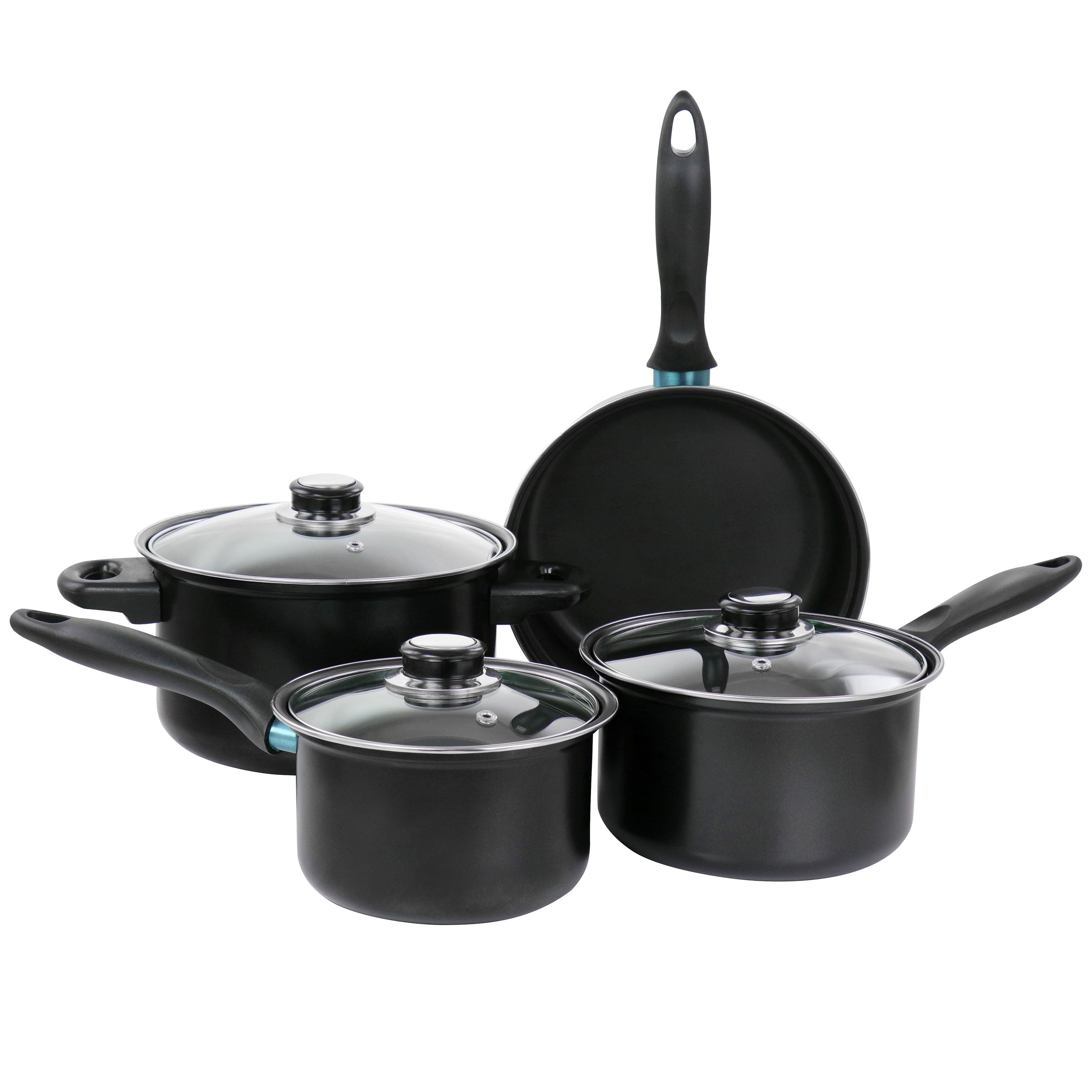 6Pc Non-Stick Cookware Set Kitchen Sauce Pot Frying Pan Carbon Steel Black New
