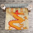 thumbnail image 3 of Ambesonne Dragon Quilted Bedspread Set 3 Pcs, Chinese Folk Elements, Queen Size, Orange Vermilion Apricot, 3 of 3