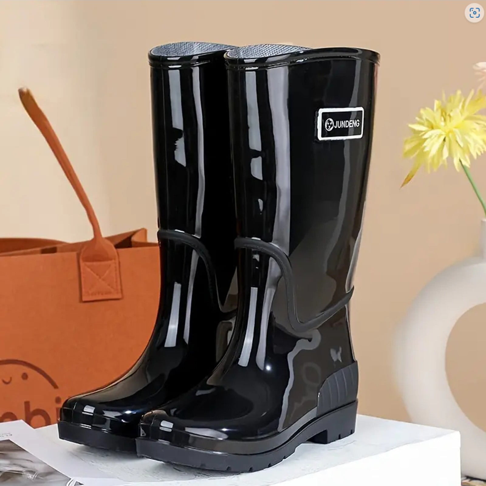 Juosiy Women's Rain Boots Fashion Water-proof Garden Work Rubber Boots Tall Knee High Outdoor Water Shoes