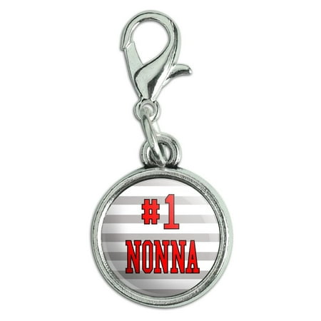 Number 1 Italian Charm #1 Nonna Number One Italian Grandma Antiqued Bracelet Pendant Zipper Pull Charm with Lobster Clasp ()
