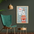 thumbnail image 2 of Christmas Wall Art with Frame, Little Bird Says Warm Winter Wishes on a Bear in a Xmas Sweater, Printed Fabric Poster for Bathroom Living Room, 23" x 35", Blue Grey and Dark Salmon, by Ambesonne, 2 of 2