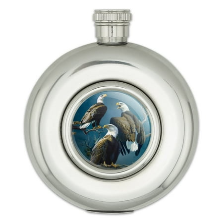 

Bald Eagle Tree Top Gathering Round Stainless Steel 5oz Hip Drink Flask