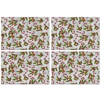 White Christmas Candy Cane Pattern Summer Placemats Table Placemats Set Of 4-Linen Kitchen Washable Placemats Table Mats 11.8"x17.7" Non-Slip Heat Resistant