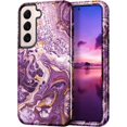 thumbnail image 1 of CASEFIV for Samsung Galaxy S22+/S22 Plus 5G Case,Marble Pattern Heavy Duty Shockproof Full Body Protective Covers for Women Girls,Purple, 1 of 8