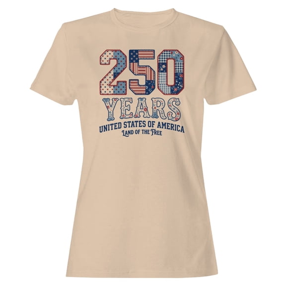 Smartprints 250 Years Usa Women's T-Shirt Natural, Cotton, S