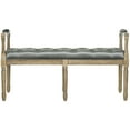 thumbnail image 2 of SAFAVIEH Raiden Velvet Rustic Oak Tufted Bench, Grey/Rustic Oak, 2 of 7