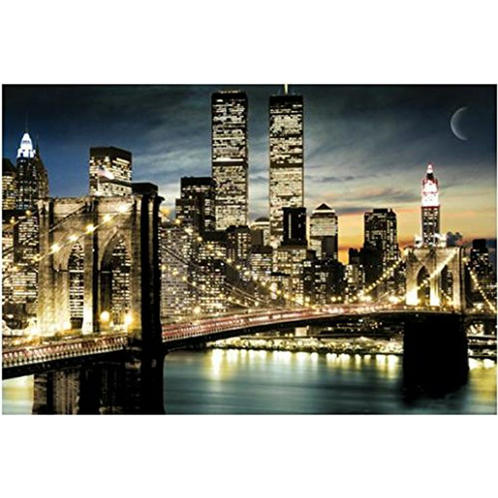 Manhattan Lights New York City Skyline 36x24 Art Poster Print Brooklyn