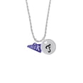 thumbnail image 2 of Delight Jewelry Acrylic 3/4" Navy Cheer Megaphone Silvertone Script Initial Disc - F - Charm Necklace, 20"+3", 2 of 4