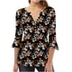 thumbnail image 1 of Fiudx Camisas para Mujer Camiseta Estampada a La Moda para Mujer, Blusa con Mangas 3/4, Camisetas Informales con Cuello En V, 1 of 4
