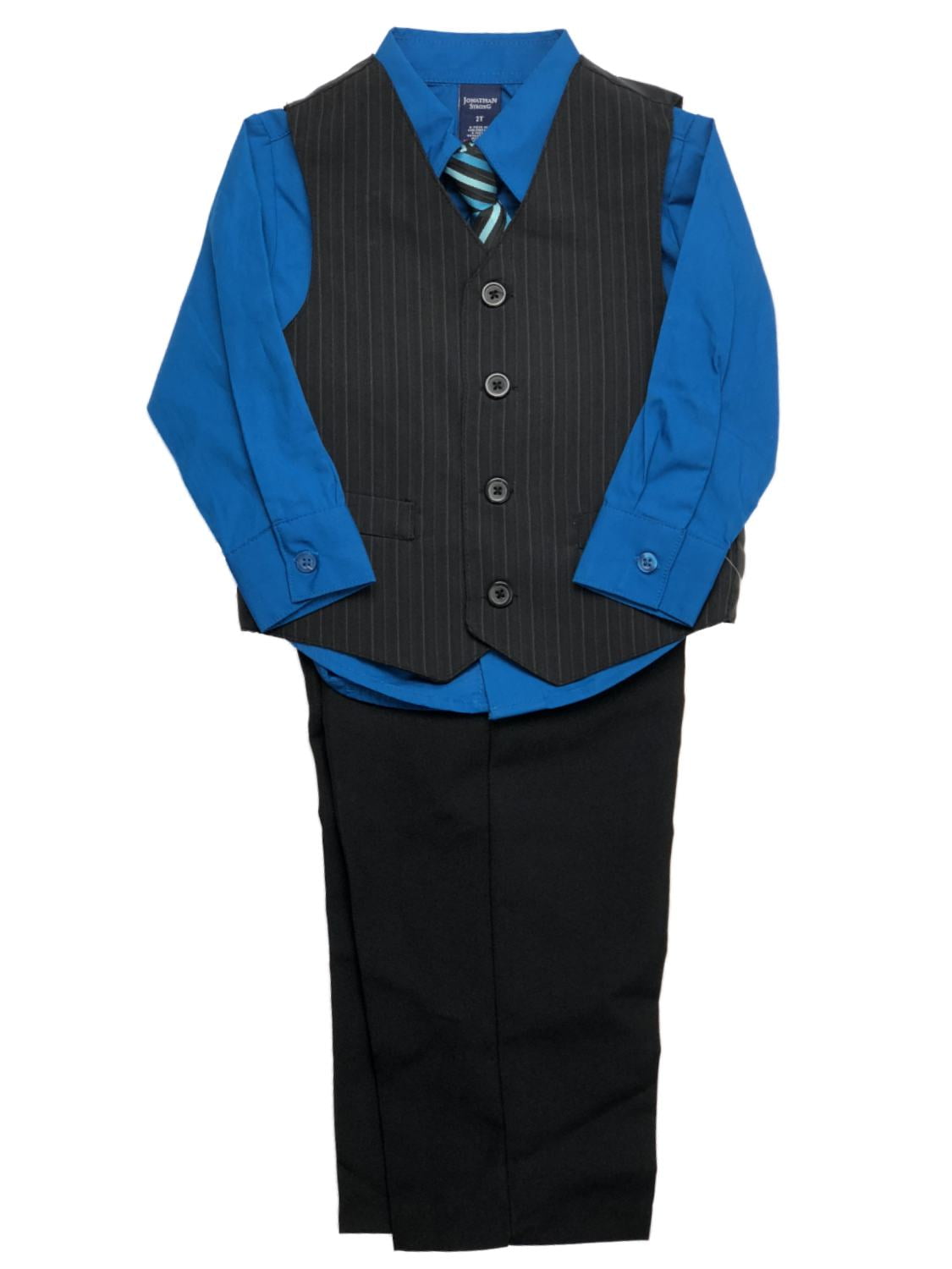 Formal Boys Toddler Baby Vest Set Shirt Tie Pants Pinstripe Wedding Suit 6M-4T 