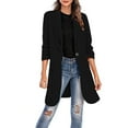 thumbnail image 2 of Dazajoo Plus Size Long Sleeve Blazers Womens Dressy Trendy Open Front Work Office Suit Jackets 2024 Fashion Casual Solid Color Lapel Long Blazer Jacket for Women,Black,L, 2 of 5