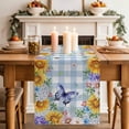 thumbnail image 2 of Table Runner 72 Inches Long for Kitchen Dining, Sunflowers Dresser Scarf Farmhouse, Dining Table Decorations for Wedding/Parties, Spring Watercolor Flowers Butterflies Hydrangea Blue 18 x 72 In, 2 of 8