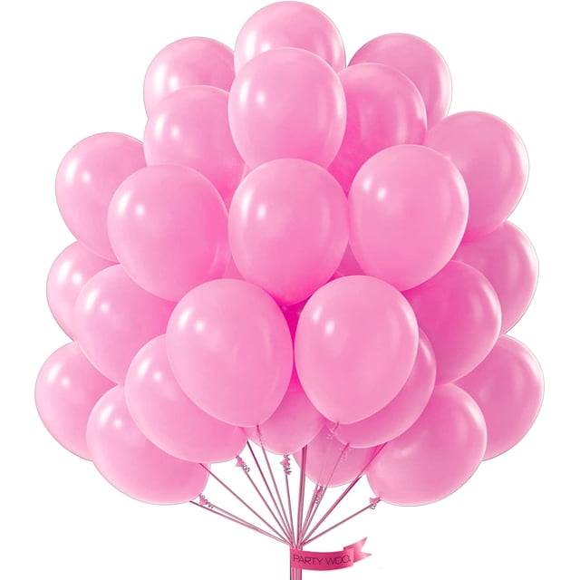 PartyWoo Ballons Roses, 50 Pcs Ballons Roses de 12 Pouces avec Perles, Ballons Roses avec Perles pour Guirlande de Ballons Ou Arche de Ballons comme Décorations de Fête, Décorations d'Anniversaire, Décorations de Shower de Bébé pour Fille, Rose-Z58