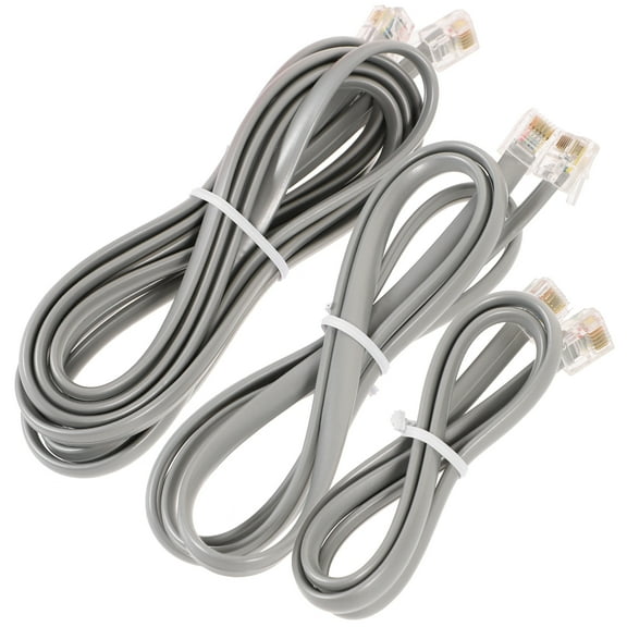 3 Pcs Flat Telephone Line Extension Cord for Landline Jack Wire Finished Product Pvc