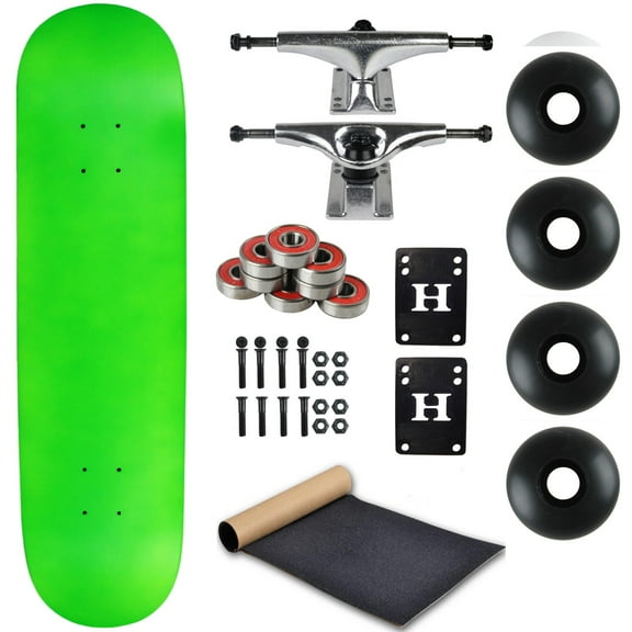 Blank Skateboard Complete 7.75" Neon Green with Silver Trucks and Black Wheels