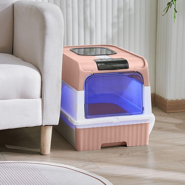 Large Foldable Cat Litter Box with Lid & Scoop – Front Entry & Top Exit Enclosed Kitty Litter Box – Odor Control, Easy to Clean, Space Saving, Portable & Detachable Design for Cats & Kittens