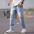 thumbnail image 2 of Mrmall Men's Ripped Regular Fit Straight Leg Jeans Streetwear Y2K Hip Hop Vintage Distressed Denim Pants, 2 of 6