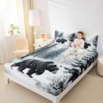 thumbnail image 4 of Manfei 3D Farmhouse Bear Queen Sheet Sets, Woodland Animal Flat Sheet, Teens Boys Girls Kids Queen Fitted Sheet, Ultra Soft Home Decor, 4pcs, 4 of 7
