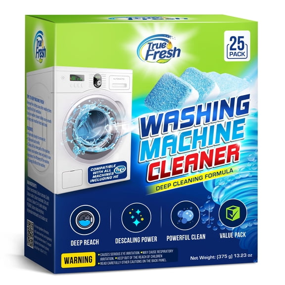 True Fresh Washing Machine Cleaner Tablets 25 Pack - Washer Cleaner - For Front and Top Loader, and HE machines