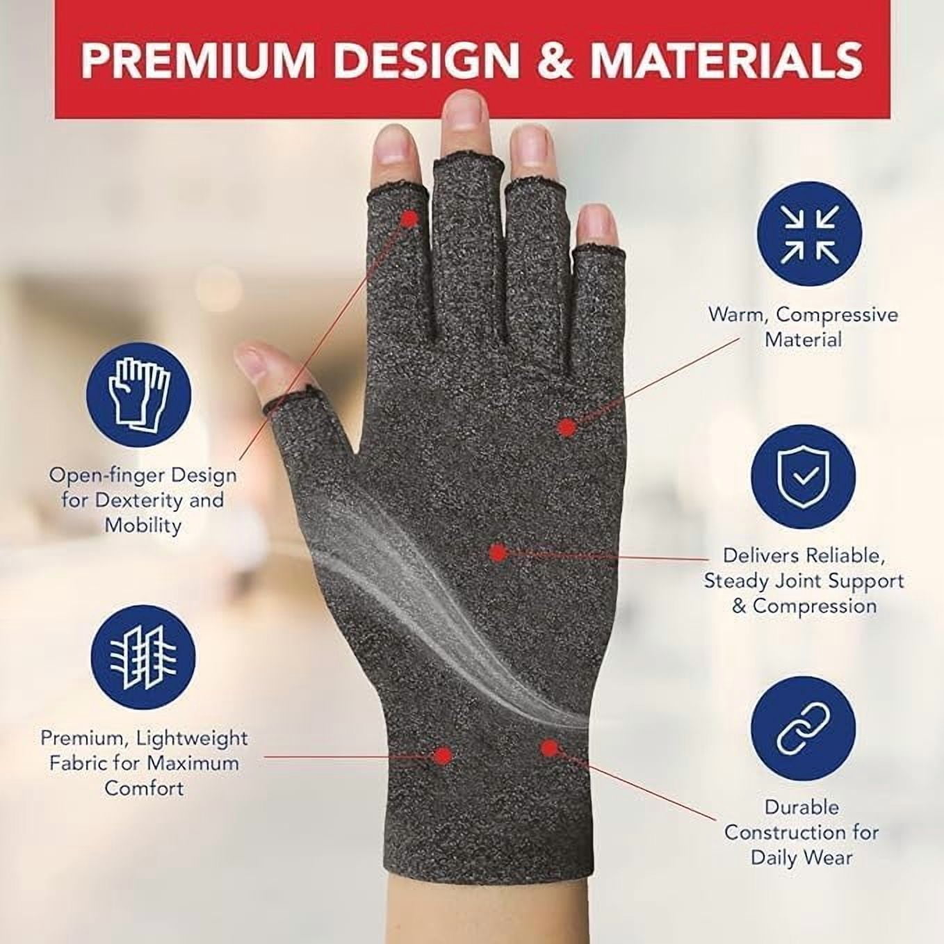 Dr. Arthritis, Compression Gloves, Open-Finger, XL, Gray, 2 Pairs