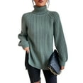 thumbnail image 1 of Innerwin Chandails à Col Roulé pour Femmes Chandail de Travail Manches Longues Ample Tricoté Vert Clair G, 1 of 4