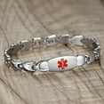 thumbnail image 2 of Double Heart Medical alert Bracelet for Women 7 1/2 inches Stainless steel Medical alert bracelets for asthma, 2 of 7