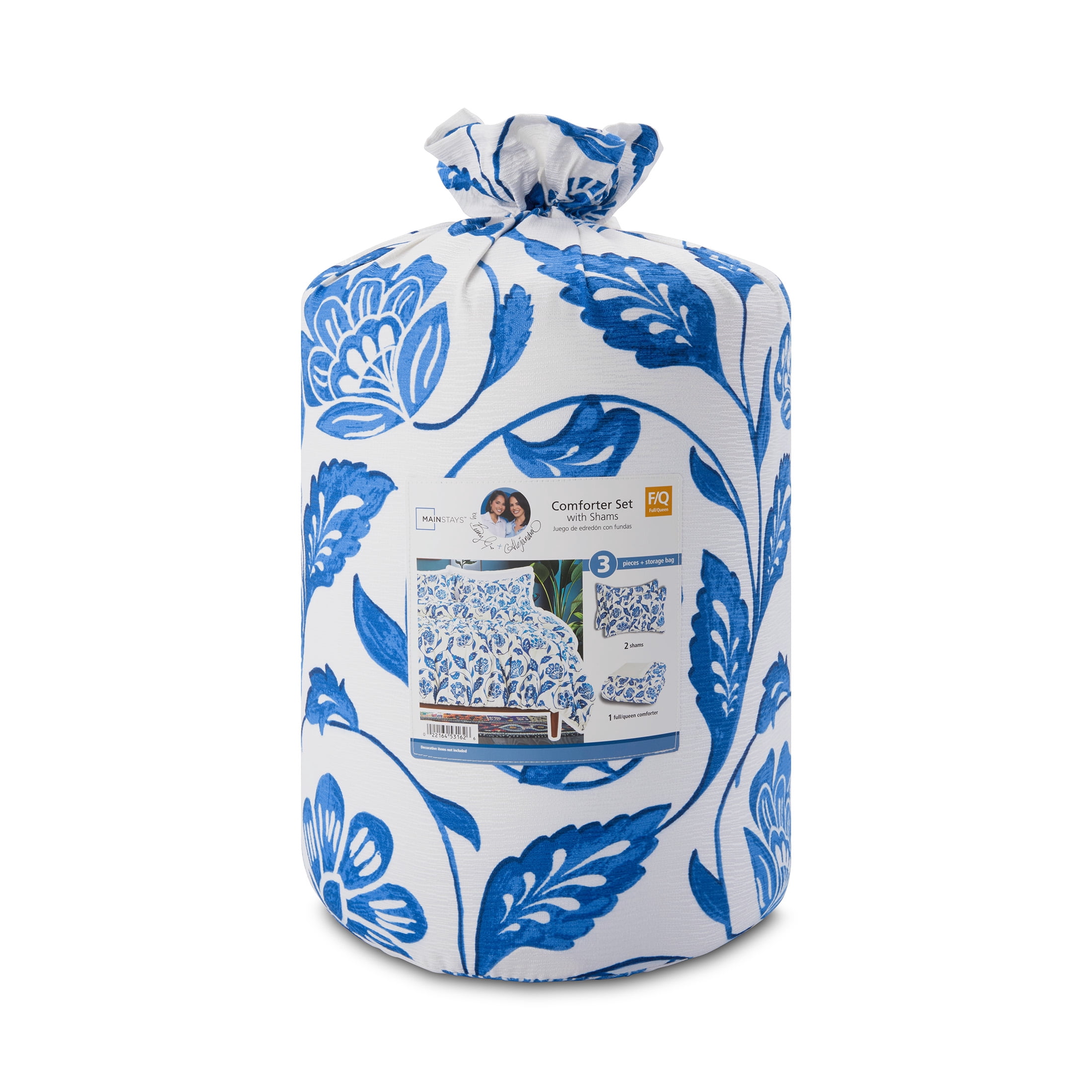 Mainstays by Becky G. & Alejandra 3-Piece White Floral Comforter Set with Shams, Full/Queen
