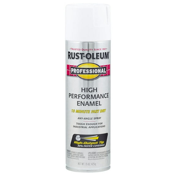 6-Pack of 15 oz Rust-Oleum Brands 7592838 White Professional High Performance Enamel Spray Paint, Gloss