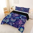 thumbnail image 2 of Homewish Bohemian Purple Paisley Queen Comforter Set,Watercolor Gradient Comforter Sets Queen,Black Reversible,3 Pieces,1 Comforter and 2 Pillowcases, 2 of 7
