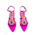 thumbnail image 1 of Women's Chic Rhinestone Chain Buckle Decoration Lycra Pointed Toe Slingback Party Flat Sandals, 1 of 4