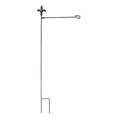 Evergreen Metal Fleur de Lis Garden Flag Stand with Foldable Arm
