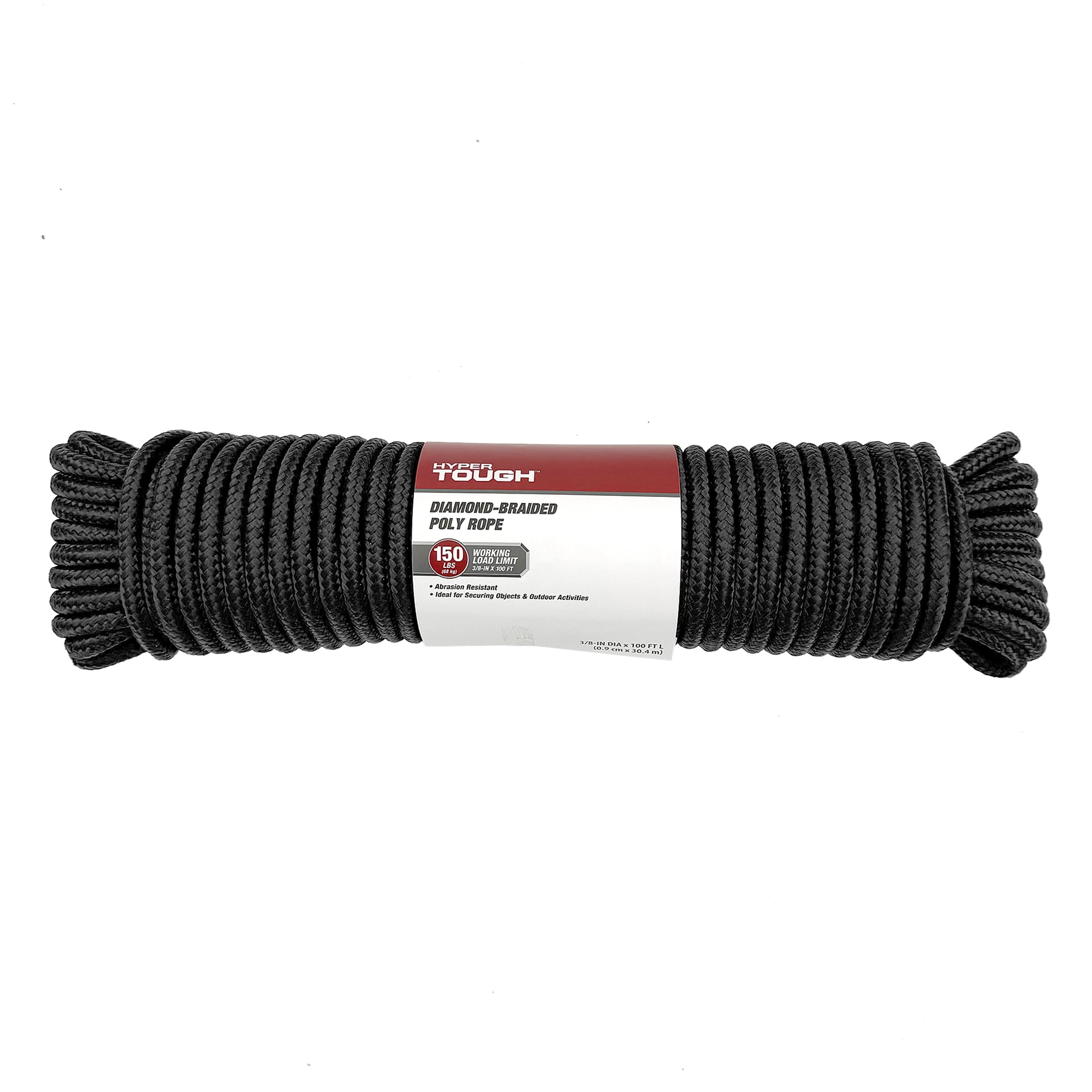Hyper Tough 550 Paracord, 5/32 in x 100 ft, Polyester, Black