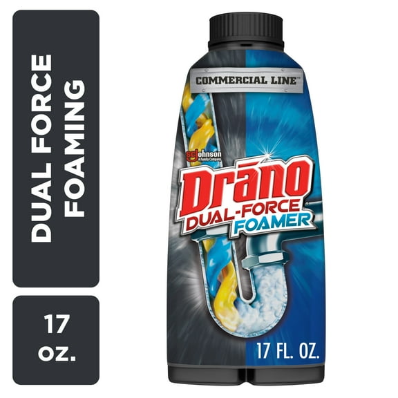 Drano Dual-Force Foamer, Hair and Drain Clog Remover, Commercial Line, 17 oz