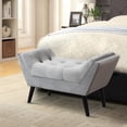 thumbnail image 3 of Andeworld Upholstered Bed Bench Entryway Ottoman Gray (Small Bed Bench), 3 of 7