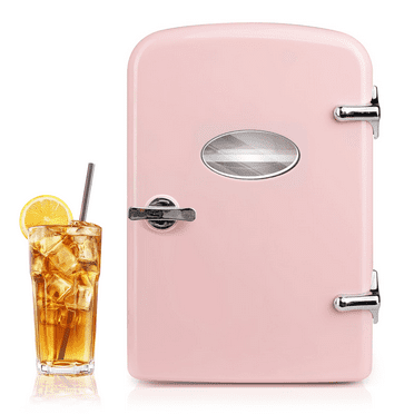 YSSOA 6L/9 Can Mini Fridge with Observation Window, Portable Cooler & Warmer Freon-Free Small Refrigerator, Provide Compact Storage for Skincare, Beverage, for Bedroom, Office, Dorm, Pink