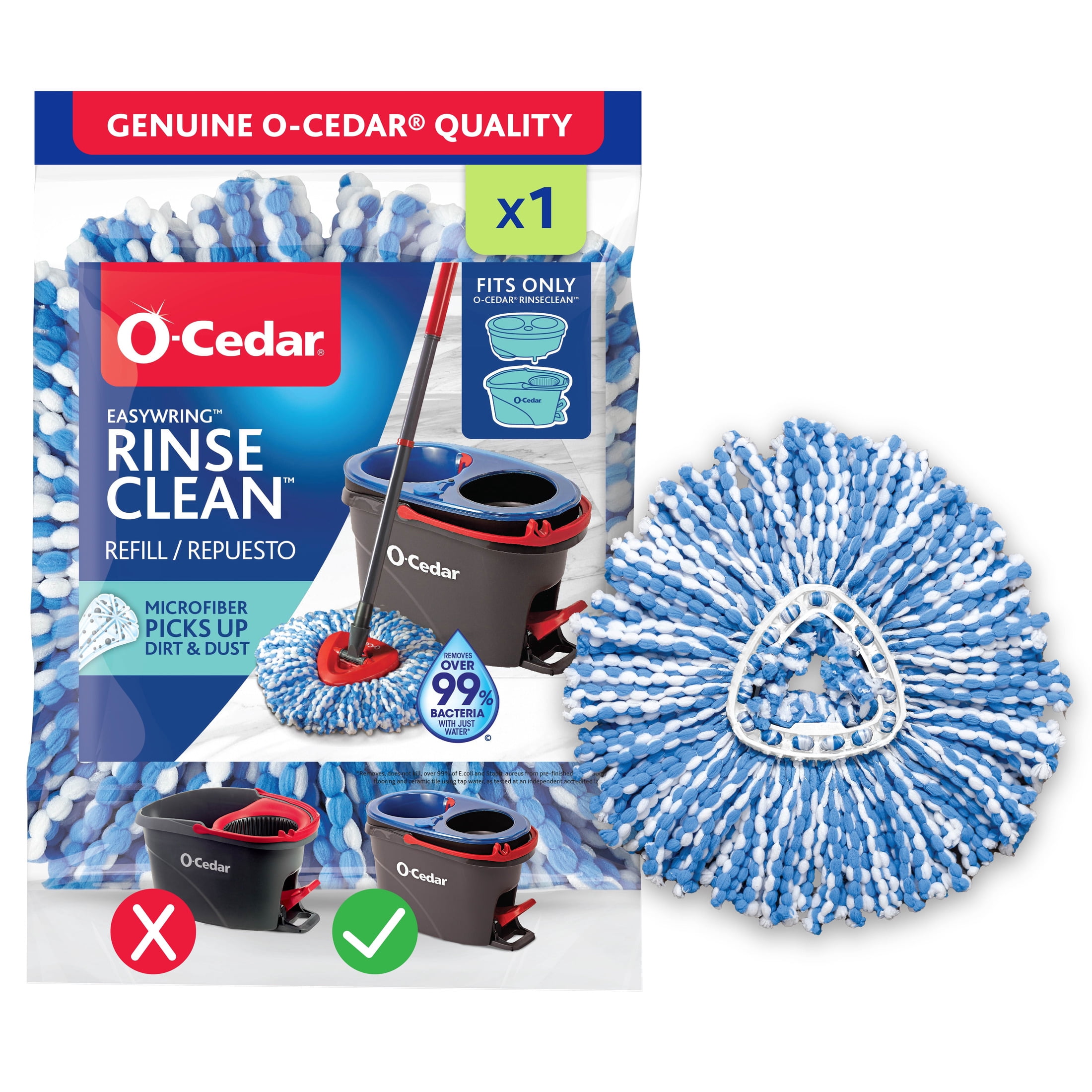 (5 pack) O-Cedar RinseClean Microfiber Spin Mop Head Replacement, Machine Washable & Reusable, 1 Count