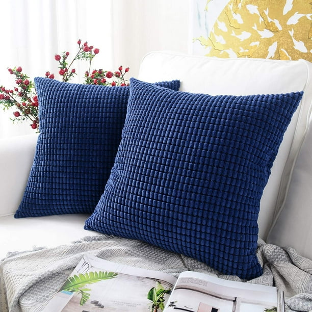 HTOOQ Pack of 2 Corduroy Soft Decorative Square Throw Pillow