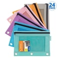 thumbnail image 1 of 3 Ring Pencil Pouch, Mesh Window, Pastel Color, 24-Pack, 1 of 7