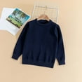 thumbnail image 2 of CAICJ98 Girls Crewneck Knit Pullover Sweaters Long Sleeve Oversized Knit Sweaters for Toddler Girls Cute Jumper Tops Fall Winter Clothes Navy,3-4 Years, 2 of 4