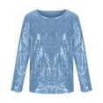 thumbnail image 6 of OGLCCG Girl's Glitter Sequin Tops 3/4 Sleeve Sparkly Crewneck Shirt Casual Holiday Fashion Sequin Blouse for Party Night Going Out 5-15 Years, 6 of 6