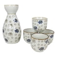 thumbnail image 5 of Ebros Japanese 7oz Blue White Sakura Cherry Blossoms Sake Flask With Four Cups Set, 5 of 9