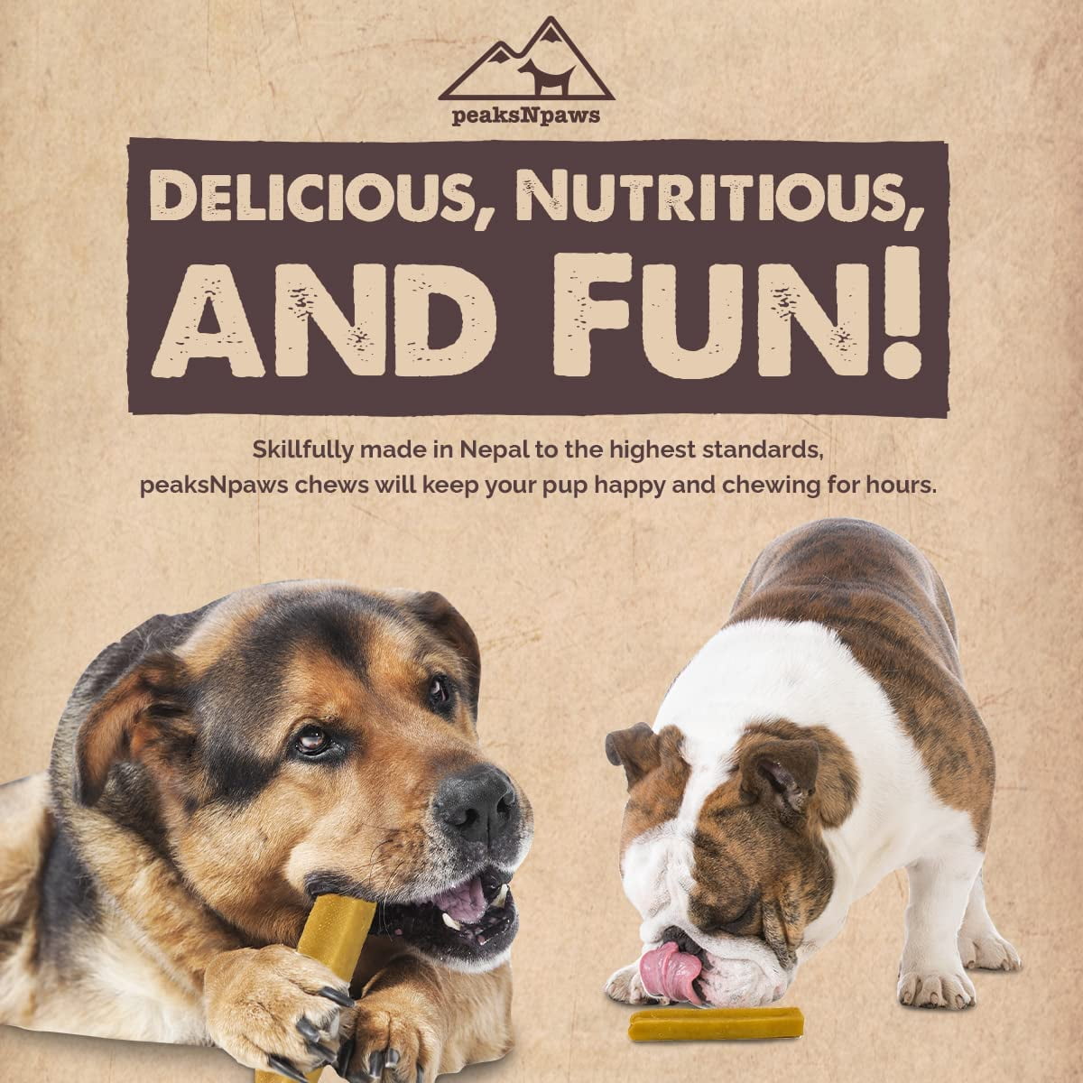 peaksNpaws Premium Yak Cheese Dog Treats - Natural Yak Chews from Himalayan Mountains - Grain Free, Lactose Free - Easily Digestible, 100% Eco-Friendly Packaging (1 Lb. Bag)