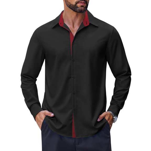COOFANDY Mens Casual Dress Shirt Wrinkle Free Long Sleeve Soft Button Down Business Dress Shirts Party Wedding