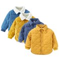 thumbnail image 2 of LYMAYTER Kids Boys Fall Winter Jacket Baby Solid Color Long Sleeve Outerwear Toddler Cotton Warm Jacket for 1-8 Years, 2 of 10