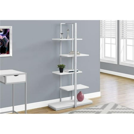 Homeroots 333429 60 In White Mdf Silver Metal Bookshelf