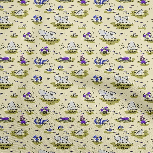 oneOone Cotton Silk Yellow Fabric Beach Sewing Craft Projects Fabric Prints By Yard 42 Inch Wide