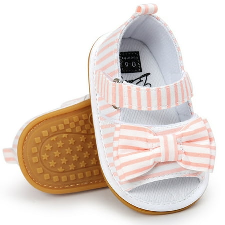 

Baby Girls Boys Sandals Striped Non Slip Outdoor Bowknot Sandals Open Toe Cute Beach Shoes For Toddler Newborn Infant Spring And Summer