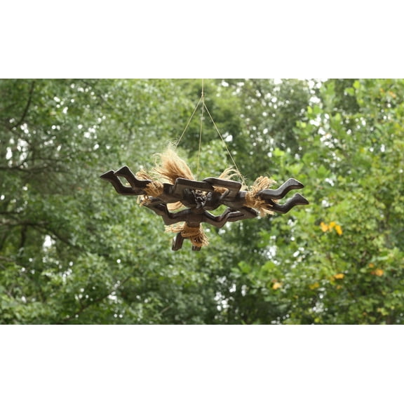 G6 Collection Handmade Wooden Primitive Tandem Skydiving Tribal Statue Parachuting Sculpture African Tiki Bar Gift Home Decor Figurine Handcrafted Hand Carved