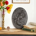 thumbnail image 6 of Sungmor Vintage Cast Iron Wall Art Decor, Oval-shaped Ornate Classical Woman Relief Plaque, Decorative Wall Ornament Antique Sculpture for Home or Garden, Rustic Black Finish, 6 of 8