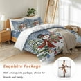 thumbnail image 7 of Blue Merry Snowman Christmas Bedding Duvet Cover Set Full Size 4 Pieces Xmas Tree Snowflake Bird Deer Bedding Set with Zipper Closure, 1 Comforter Cover 86x86 Inches 1 Flat Sheet & 2 Pillow Cases, 7 of 7